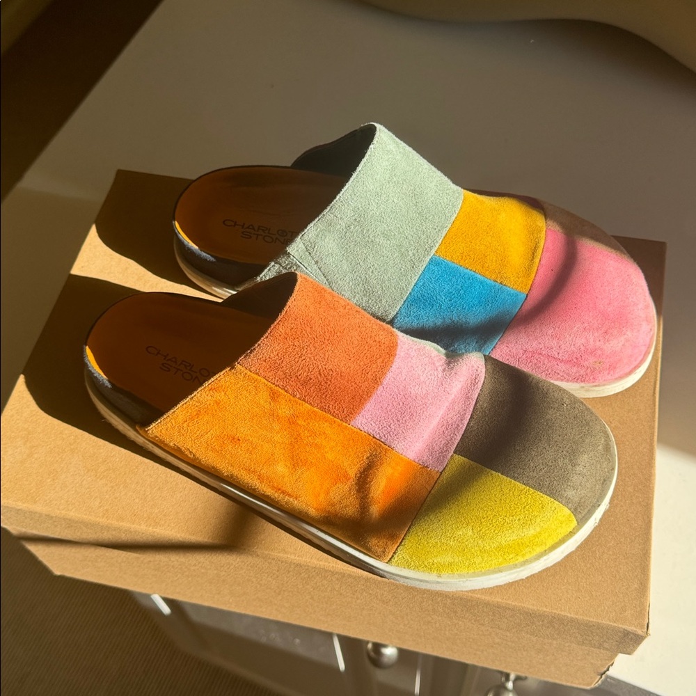 Charlotte Stone Sparkie Multicolor Patchwork Mules - Picture 6 of 9